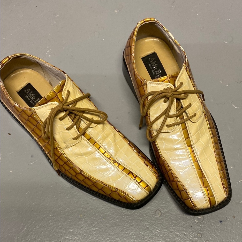 Aldo Bellini Men's Tan and Brown Dress Shoes Snakeskin